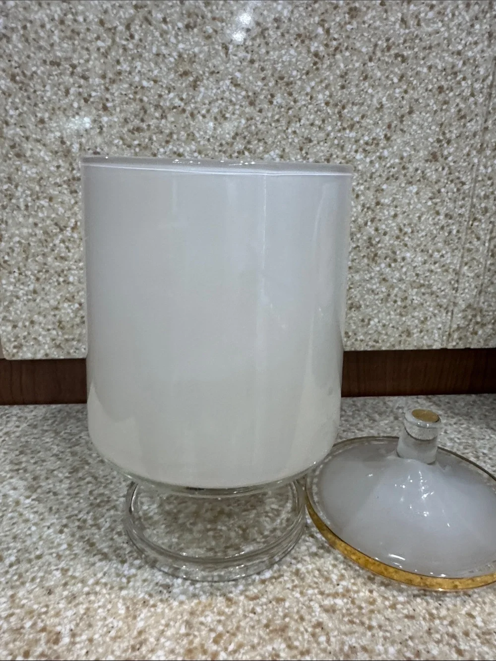 MCM Lidded Apothecary Jar Yellow Daisies  Frosted Glass